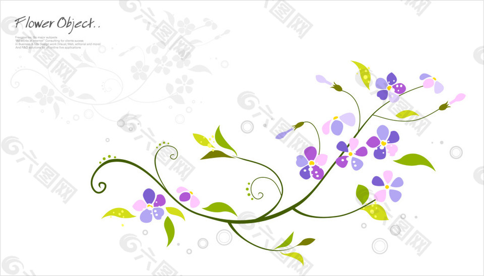 紫色花卉植物树枝边框素材