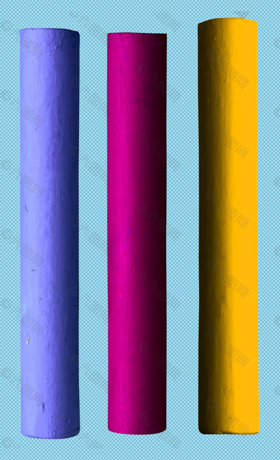 三支不同颜色粉笔免抠png透明图层素材