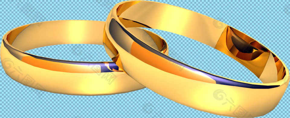 婚礼素材黄金对戒免抠png透明图层素材
