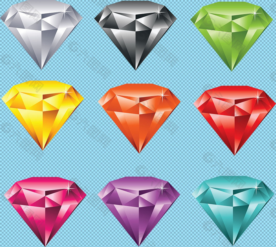 彩色钻石图标免抠png透明图层素材