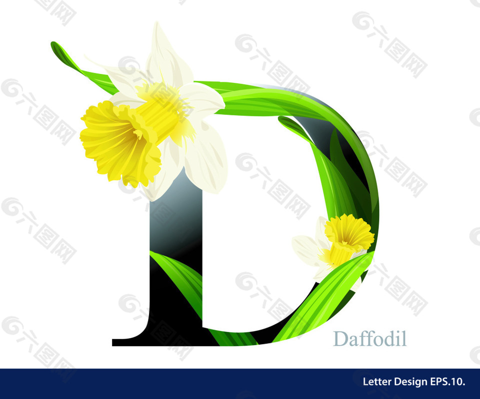 热带花卉字母字体设计