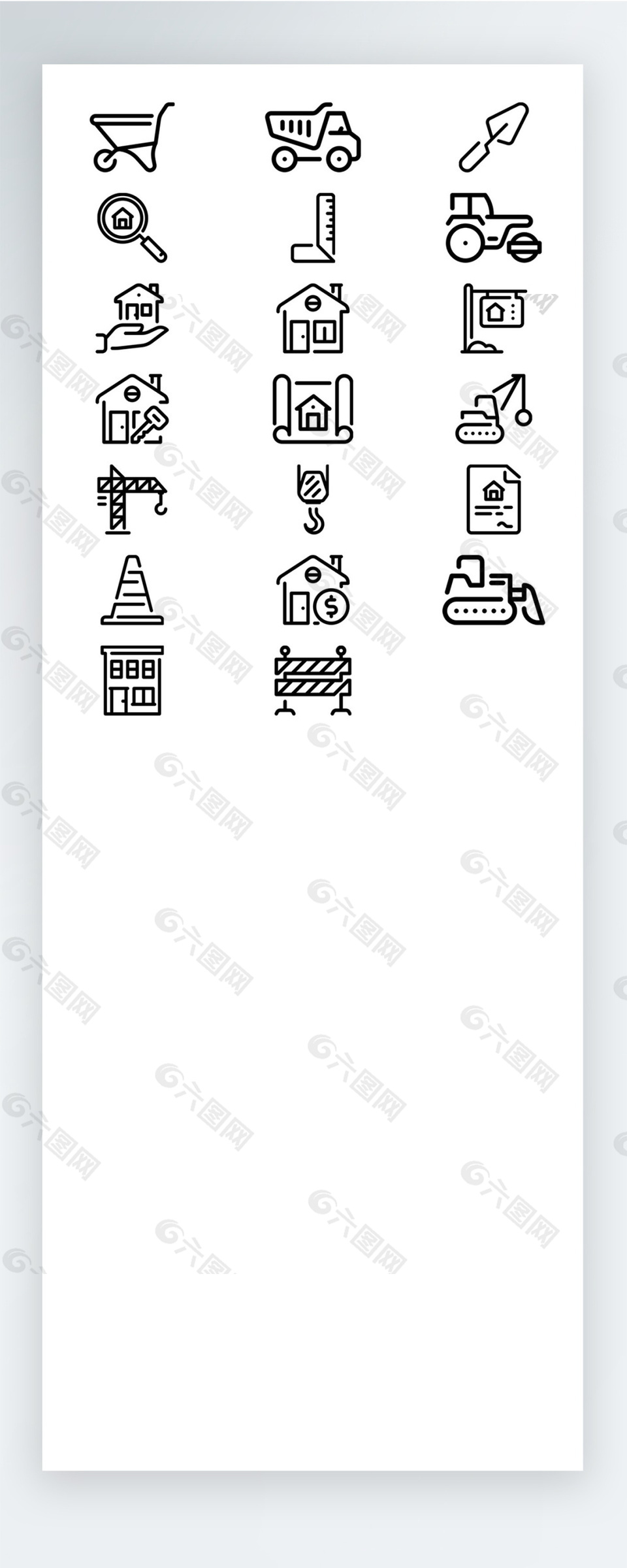 建筑房子图标手机UI线性拟物图标矢量AI素材icon