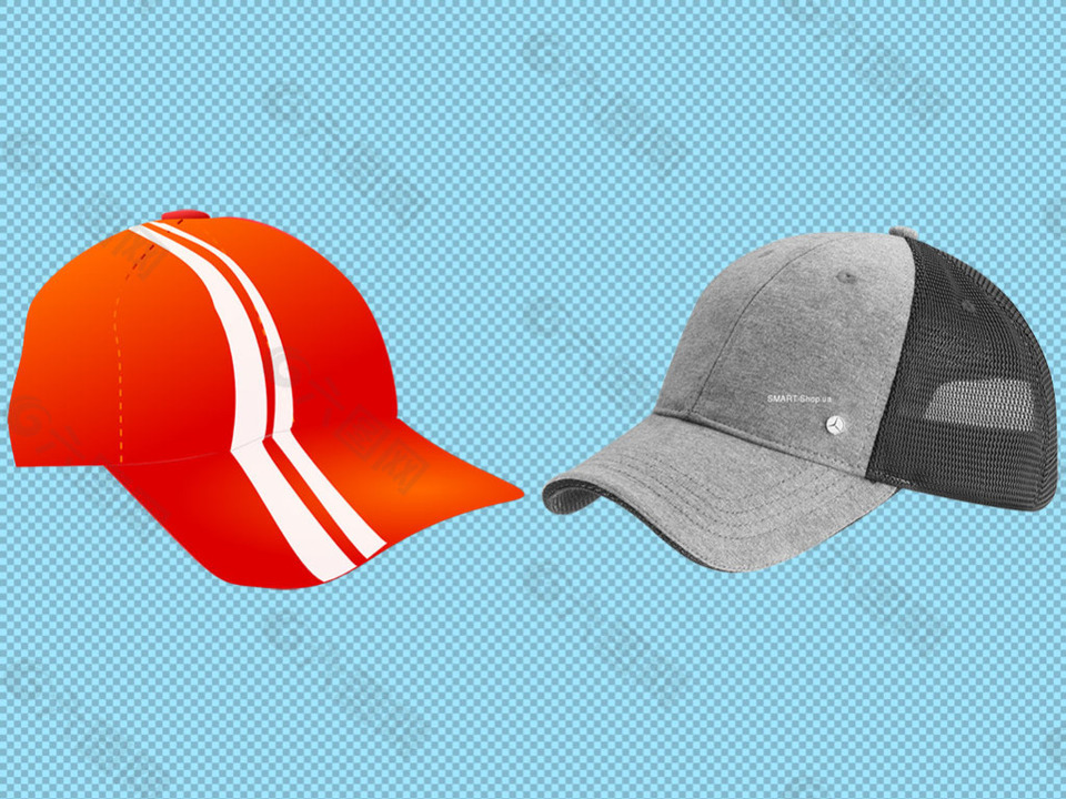 橙色灰色棒球帽免抠png透明图层素材