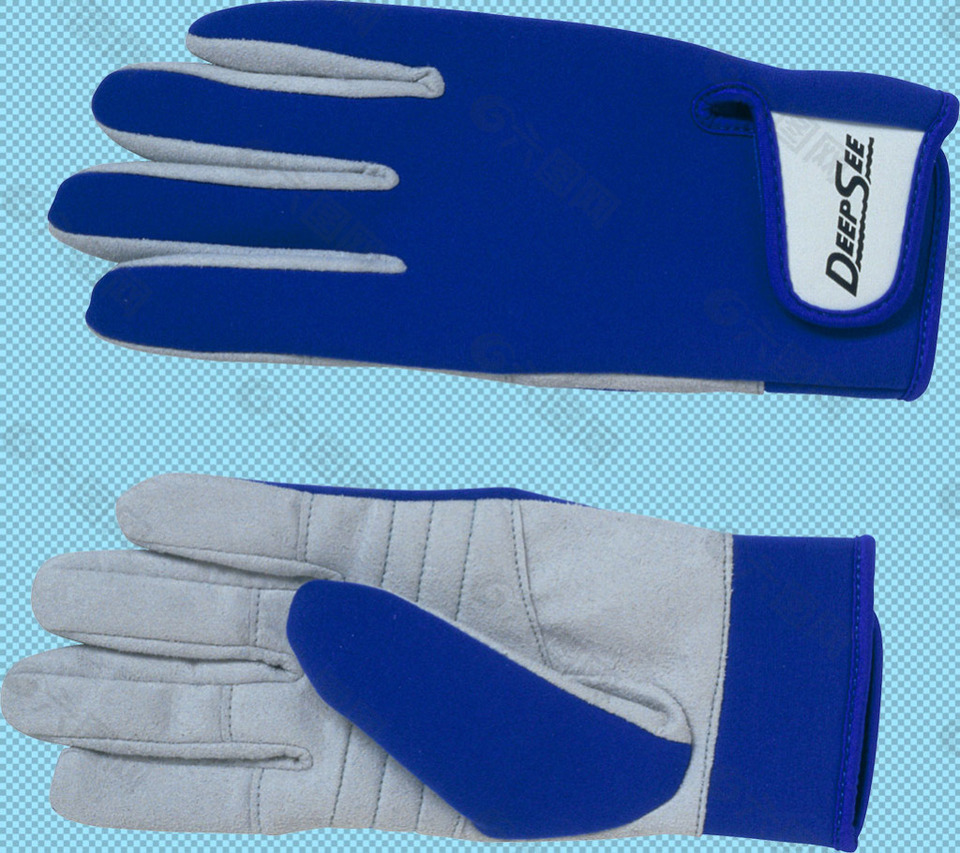 蓝色漂亮手套免抠png透明图层素材