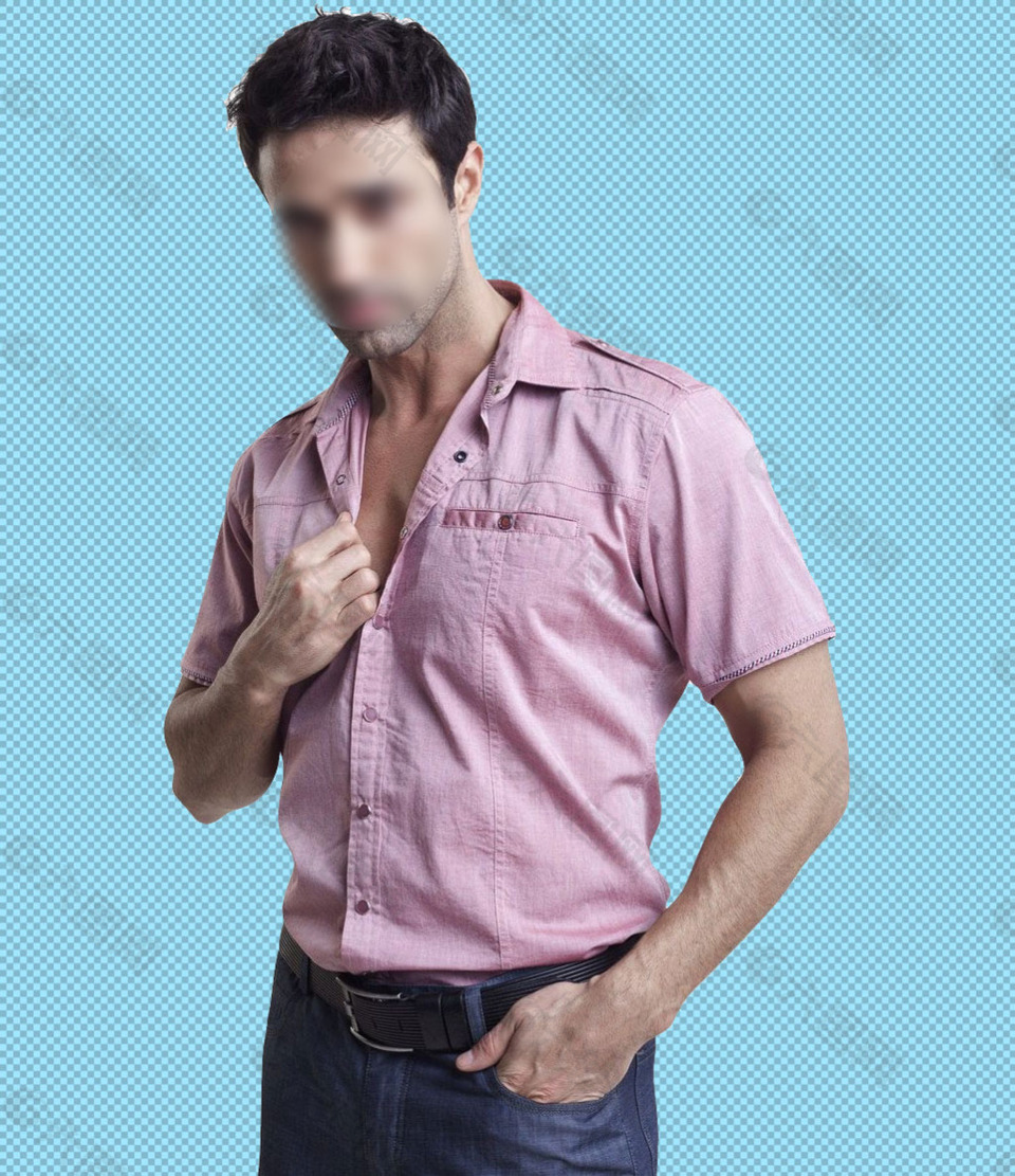 粉红色男士衬衫免抠png透明图层素材