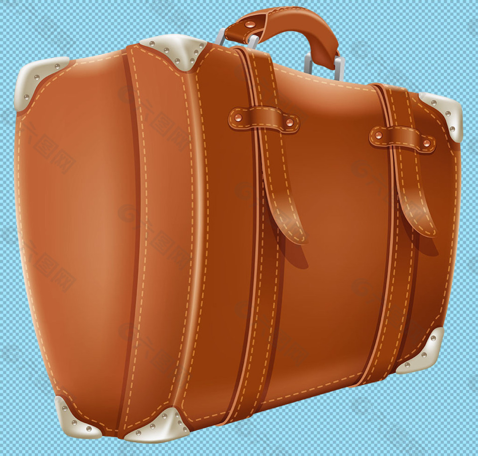 棕色真皮手提箱免抠png透明图层素材