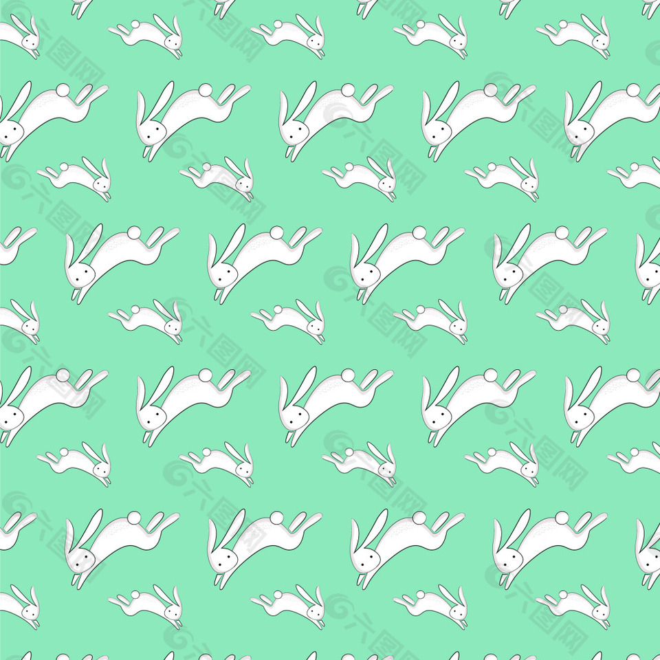 卡通活泼兔子装饰矢量素材