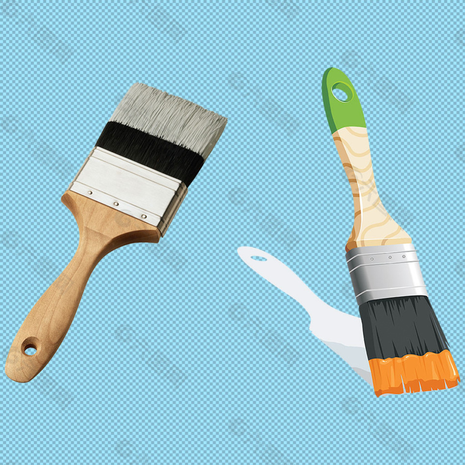 两个油漆刷子免抠png透明图层素材
