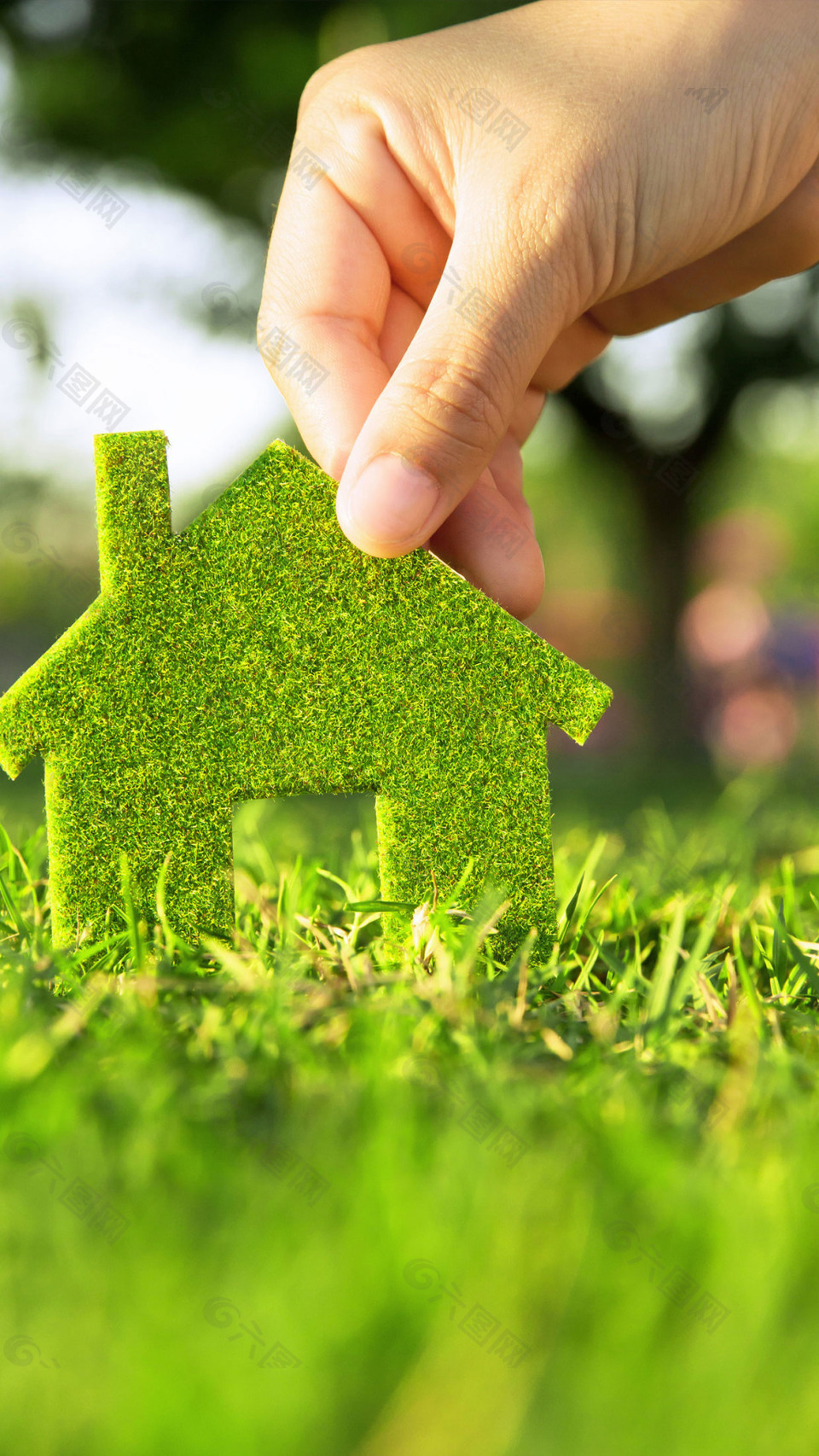 清新绿色草地H5背景素材