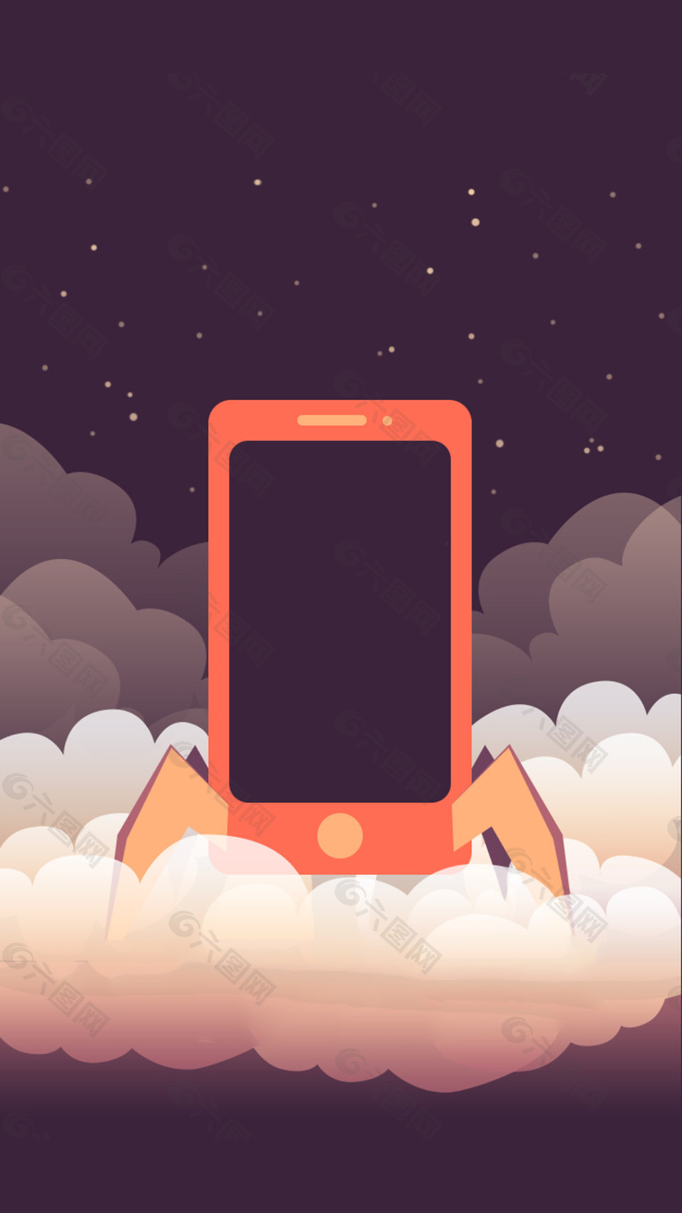 粉色手机云朵H5背景素材