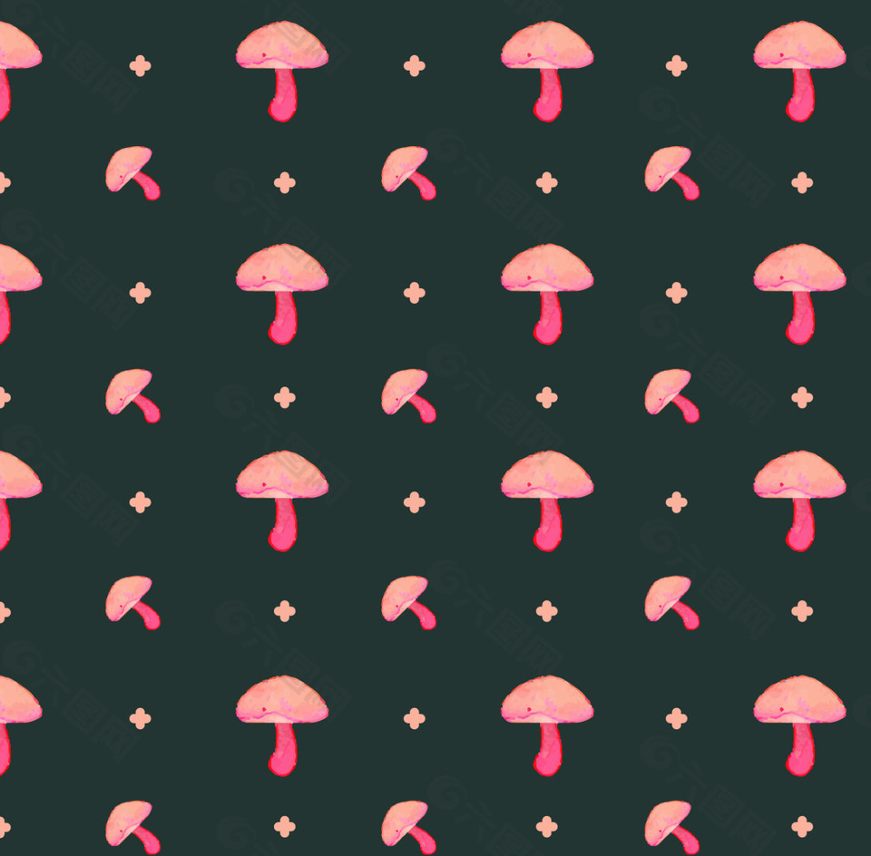 创意粉色蘑菇卡通填充背景素材