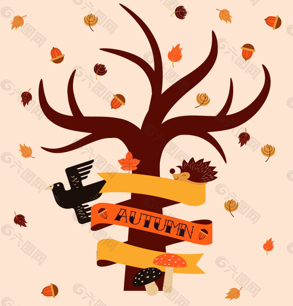秋天树木背景装饰素材