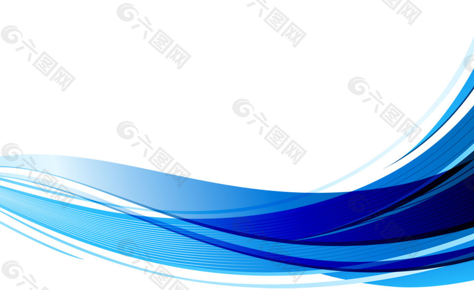蓝色波浪形装饰png元素素材