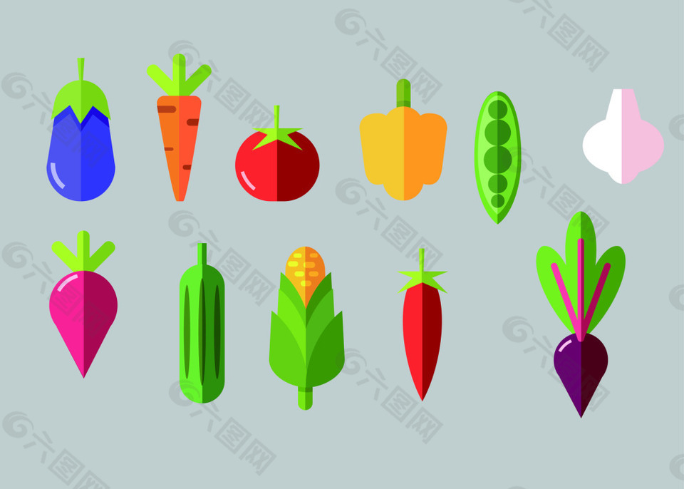 卡通蔬菜装饰元素矢量素材