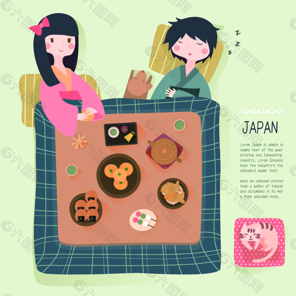 日本旅游就餐矢量素材