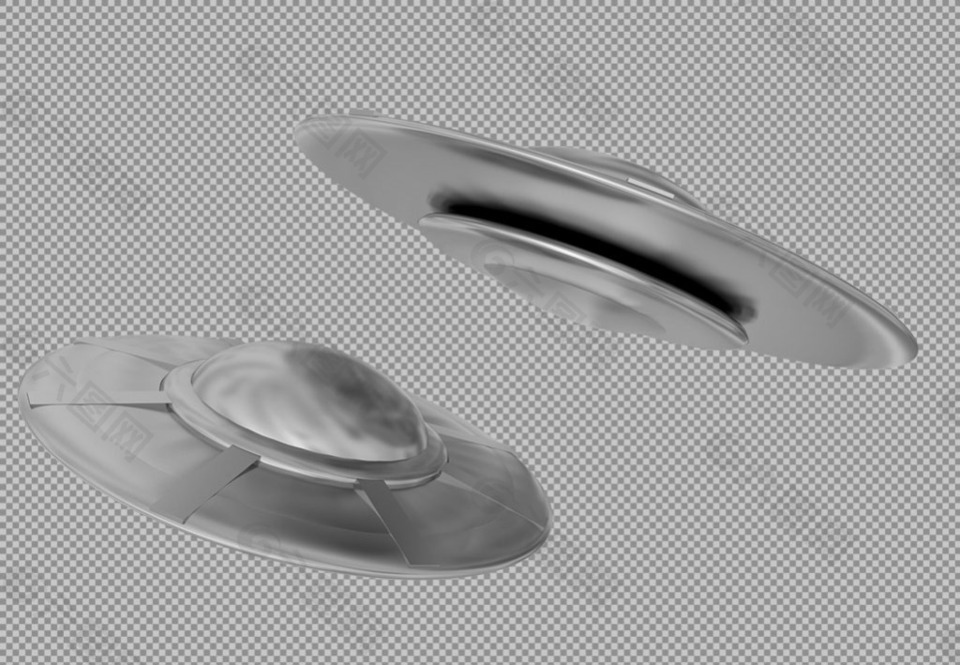 手绘两个UFO免抠png透明图层素材