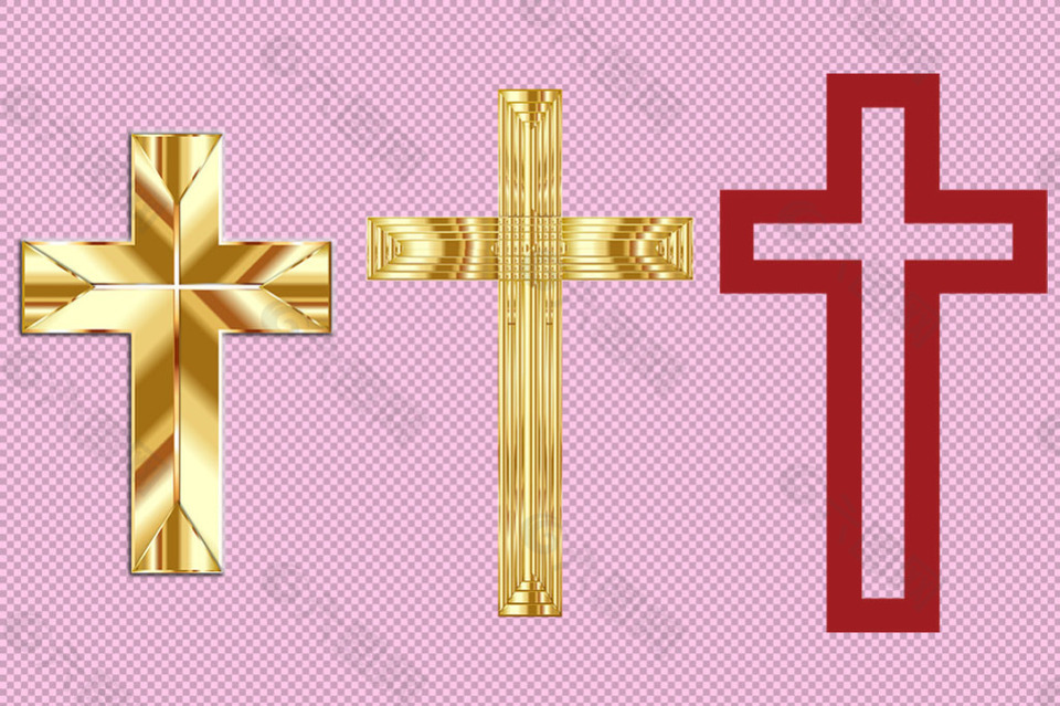 三个漂亮十字架免抠png透明图层素材