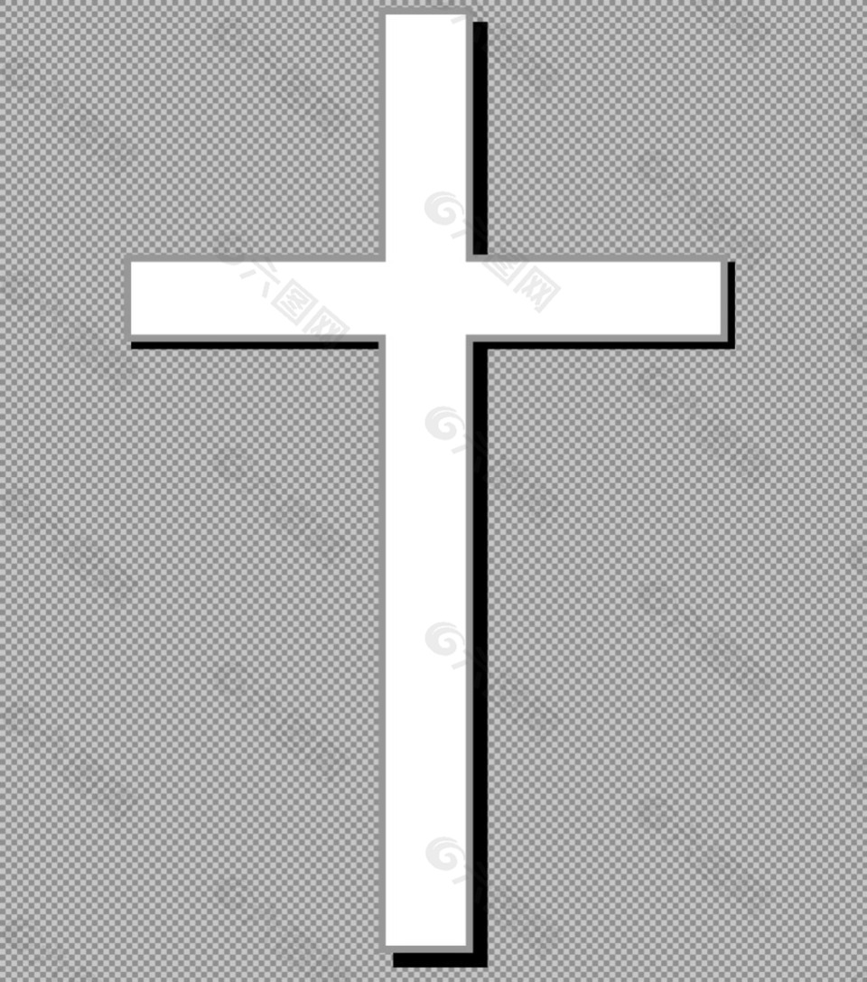 白色手绘十字架免抠png透明图层素材