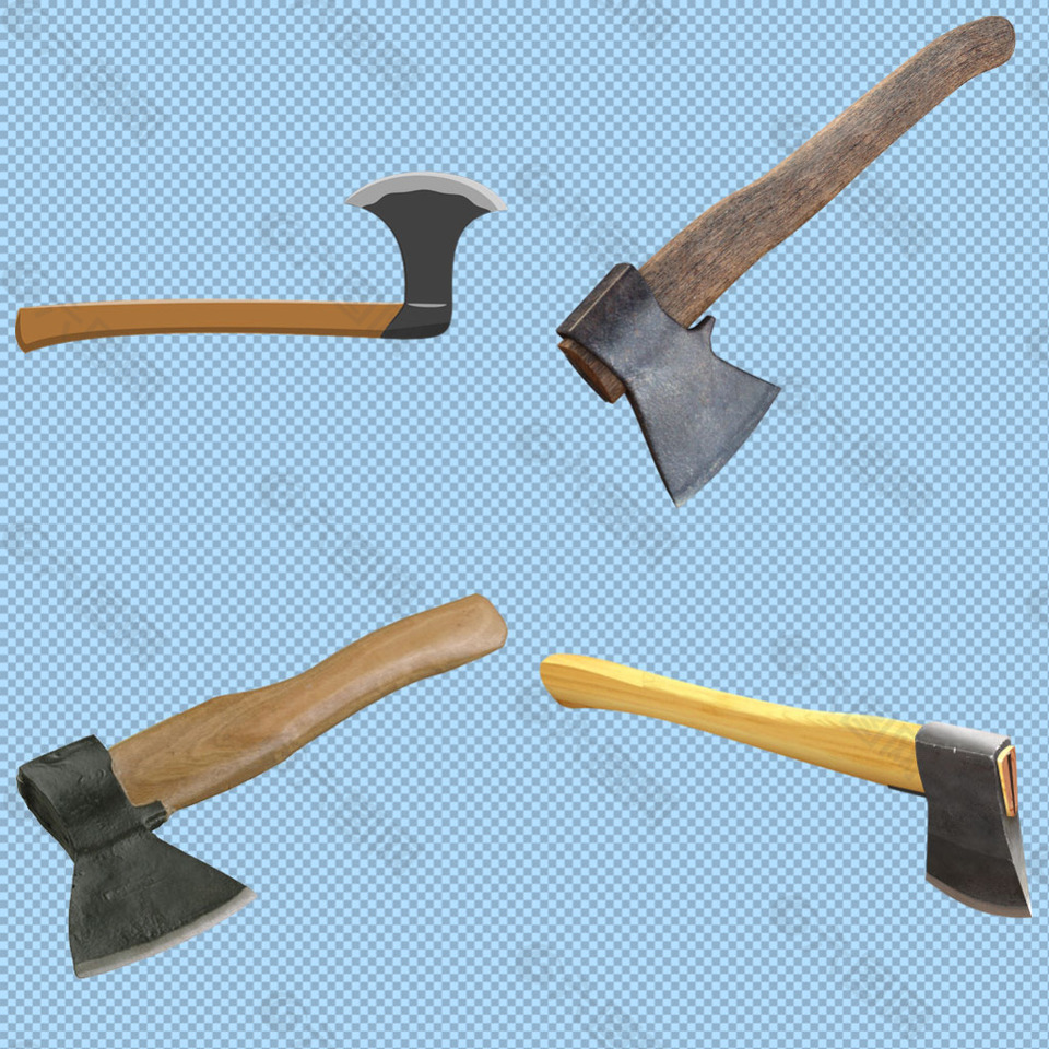 四把不同的斧头免抠png透明图层素材