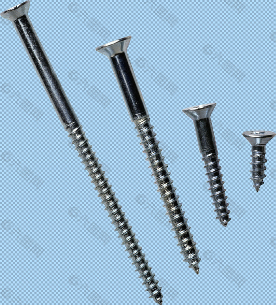 四个不同长度的螺丝钉免抠png透明素材