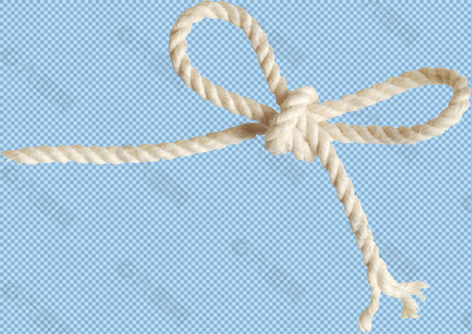 白色打结的绳索免抠png透明图层素材