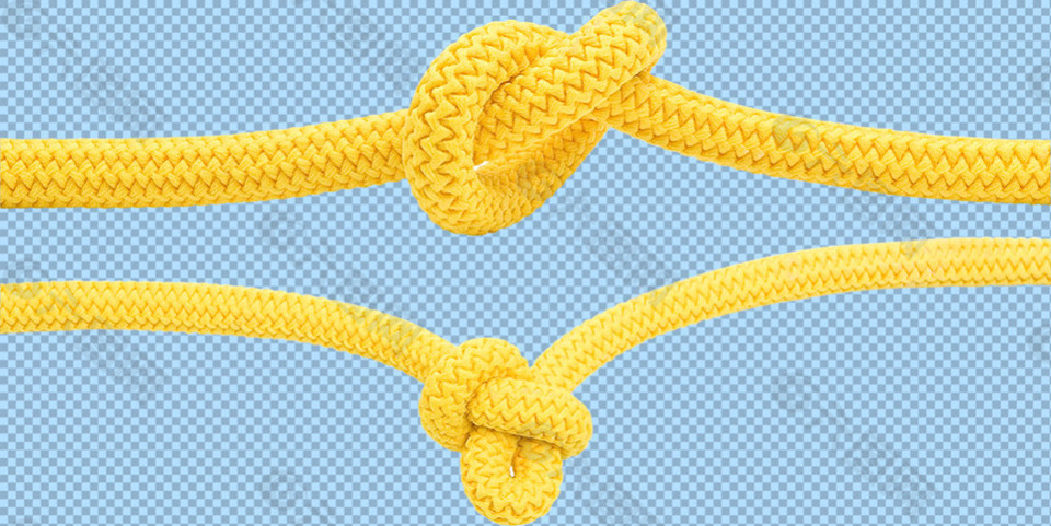 黄色打结绳索免抠png透明图层素材