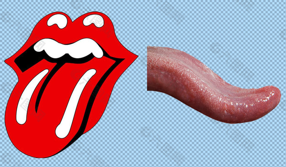 红色手绘舌头免抠png透明图层素材