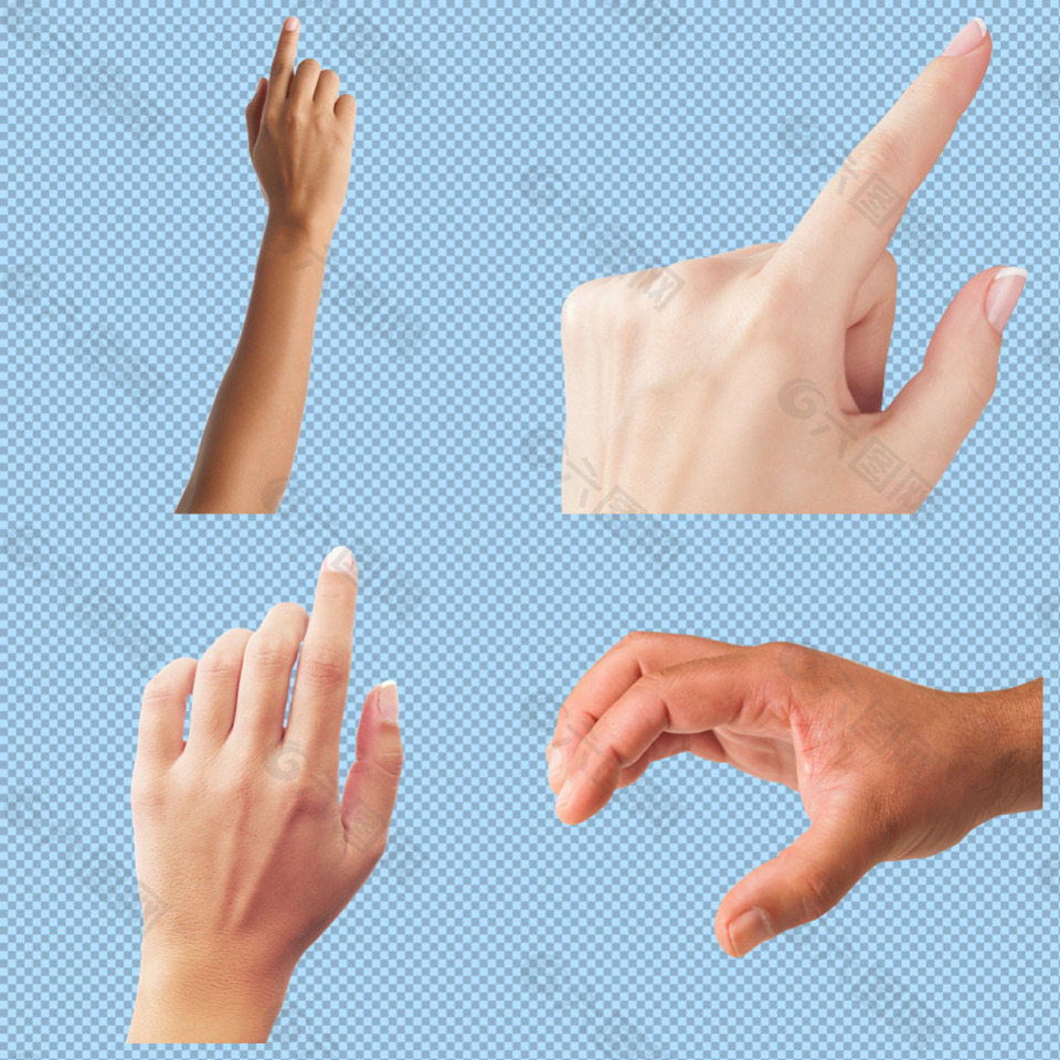 各种手语手势免抠png透明图层素材