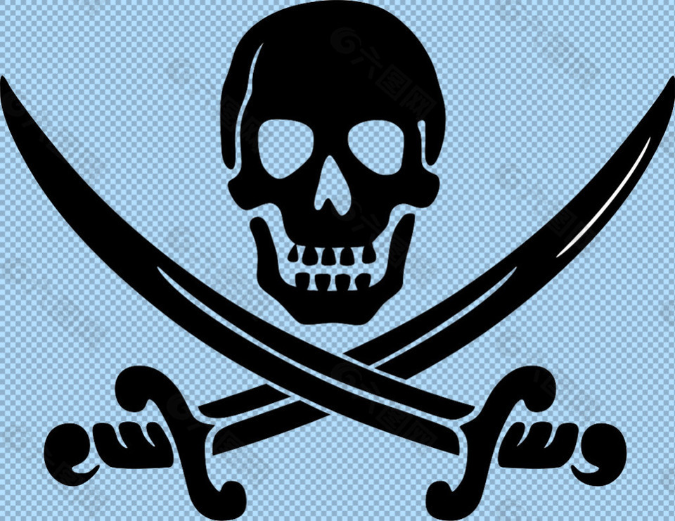 海盗骷髅大刀免抠png透明图层素材