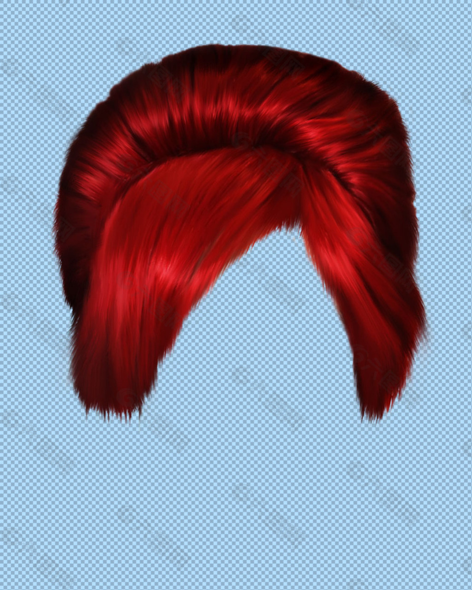 红色头发免抠png透明图层素材设计元素素材免费下载(图片编号:8810917