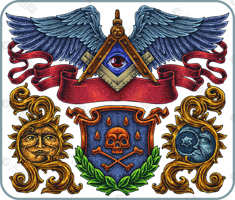 欧美风纹身矢量素材设计元素素材免费下载(图片编号:8812821)-六图网