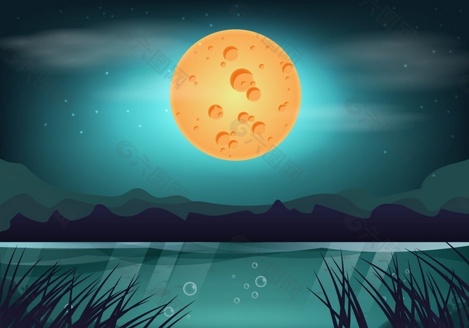 月亮夜色风景素材