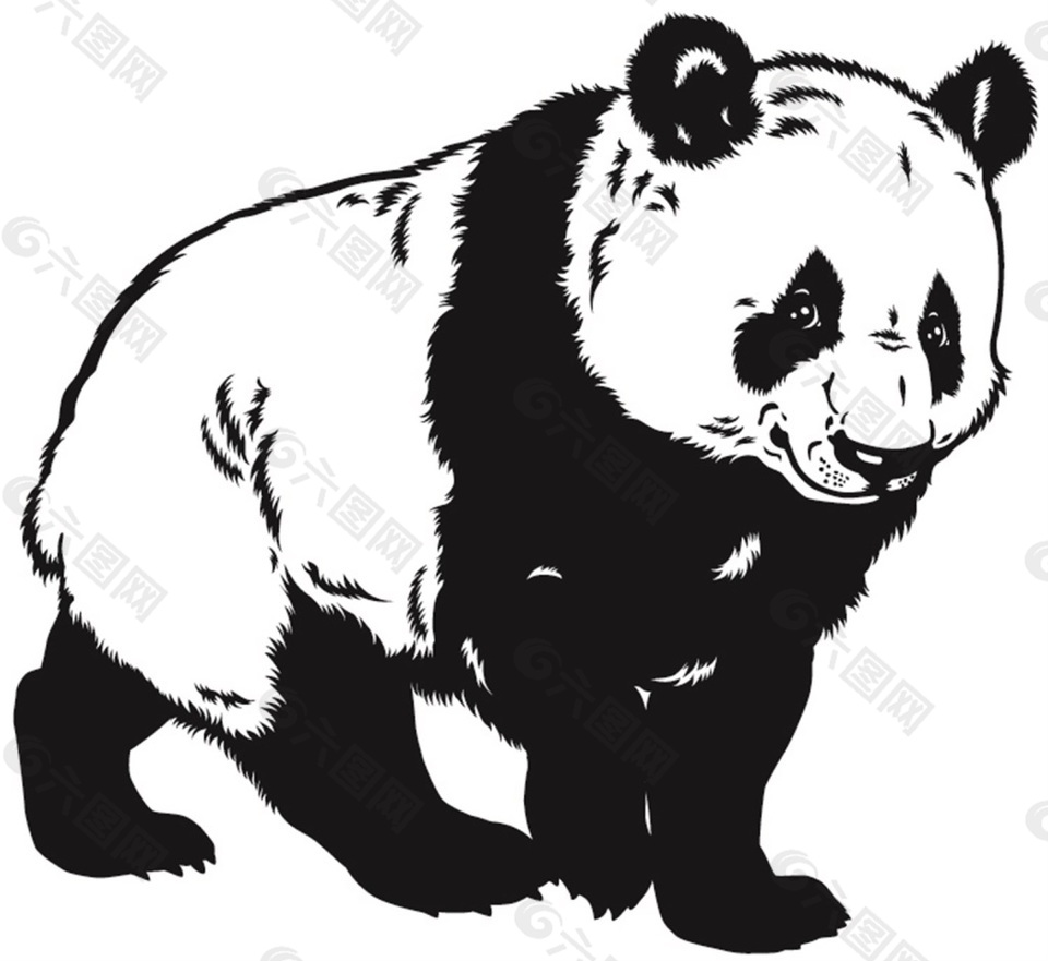 可爱黑白色的矢量大熊猫素材