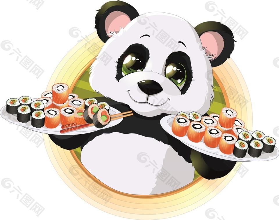美食可爱矢量大熊猫素材