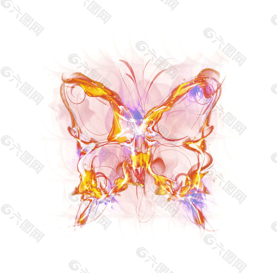 手绘彩色透明蝴蝶元素