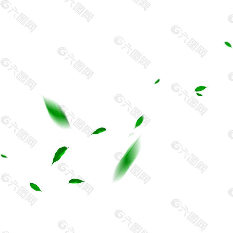 漂浮的绿叶装饰png元素素材