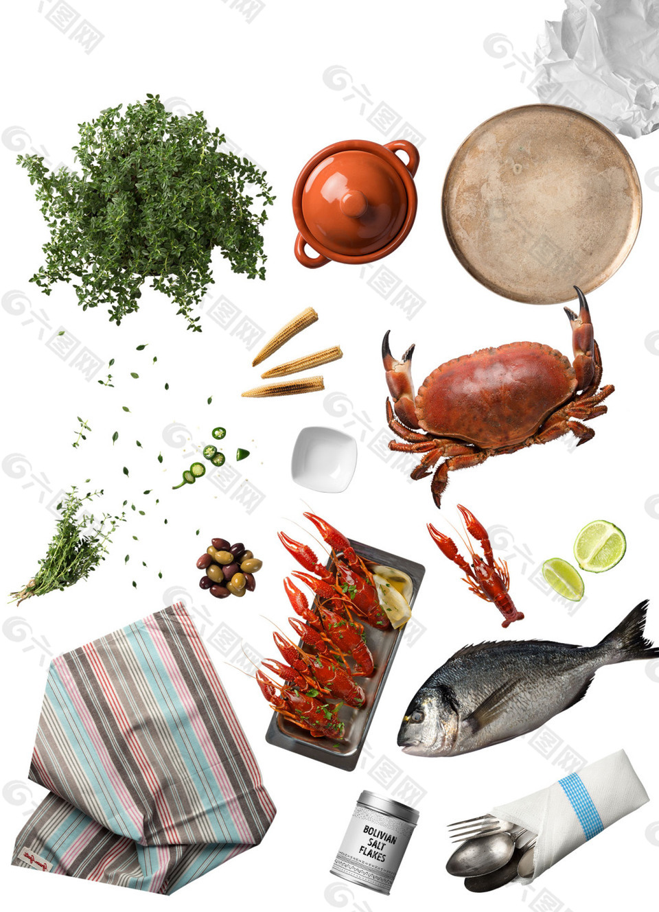 产品实物海鲜鱼虾png元素素材