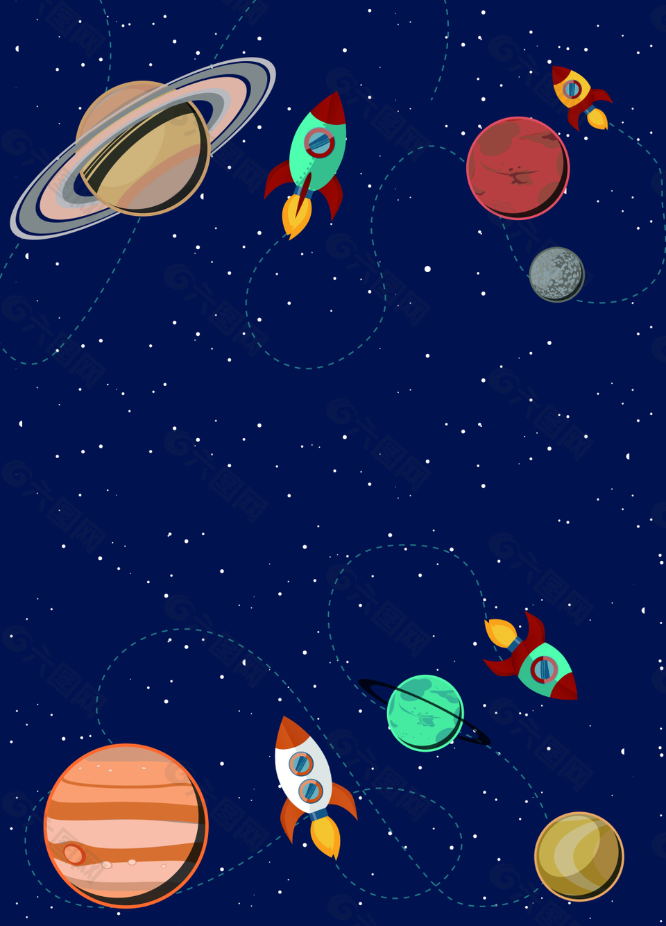 矢量卡通蓝色星球太空背景