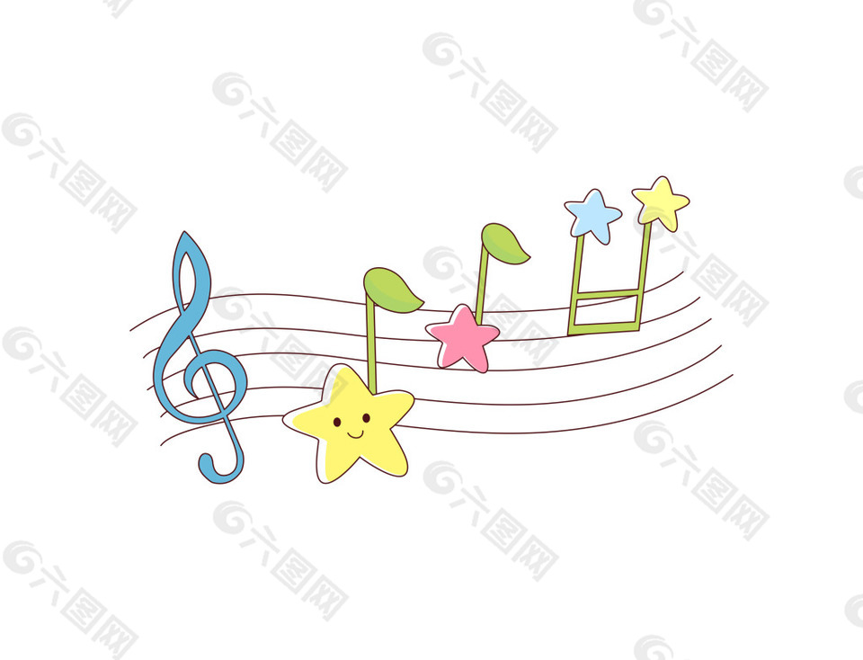 手绘五线谱音符元素