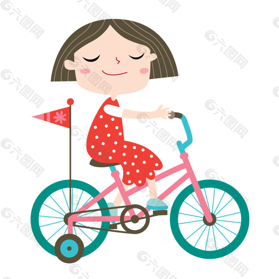 卡通儿童骑自行车素材图片