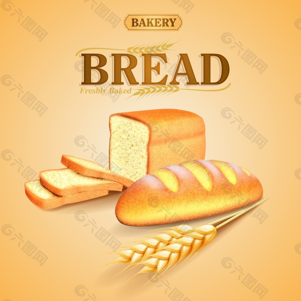 全麦面包广告矢量素材