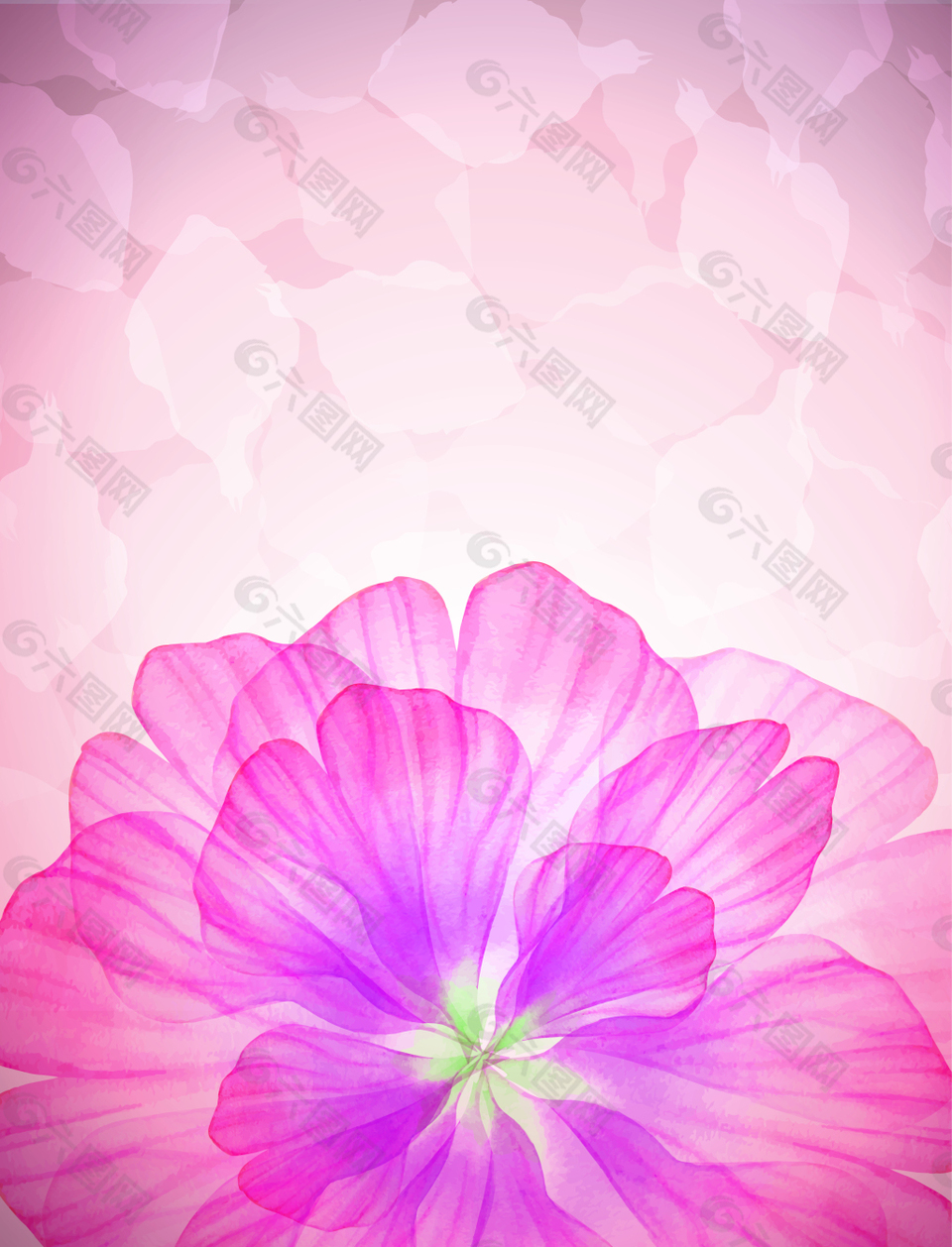 矢量粉色浪漫梦幻透明花朵背景