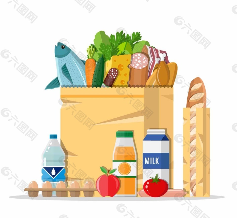 超市购物插画