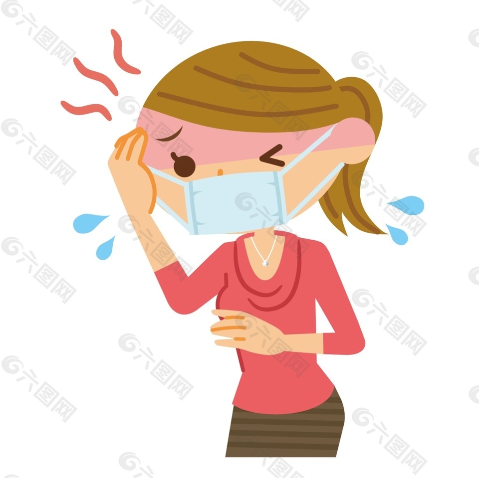 卡通小人咳嗽矢量素材