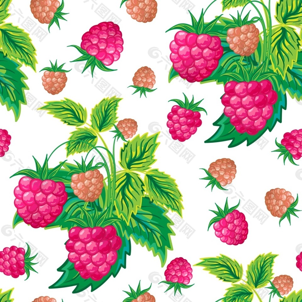 花朵树莓拼接背景图案