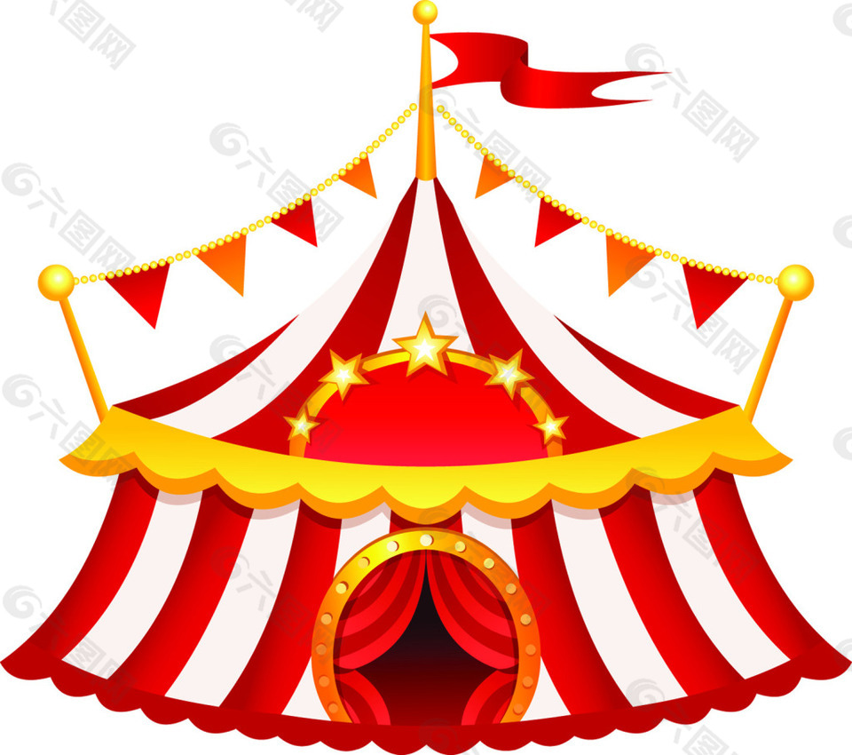 卡通马戏团帐篷矢量素材