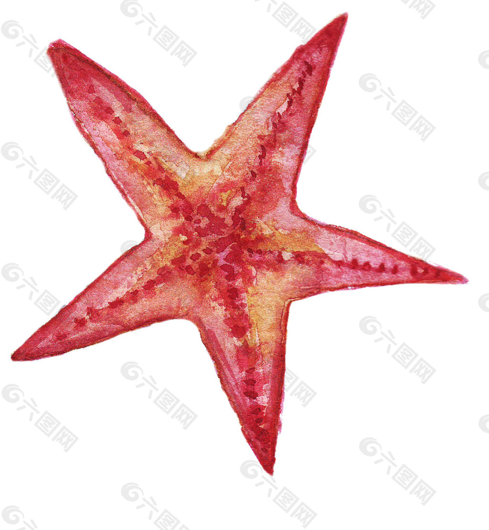 红色海星水彩矢量素材