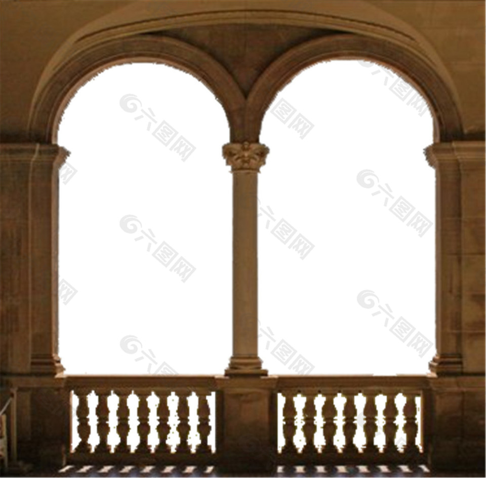 欧式古典拱形窗户PNG
