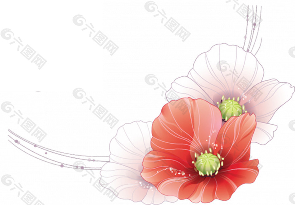 抽象花朵边角修饰图案