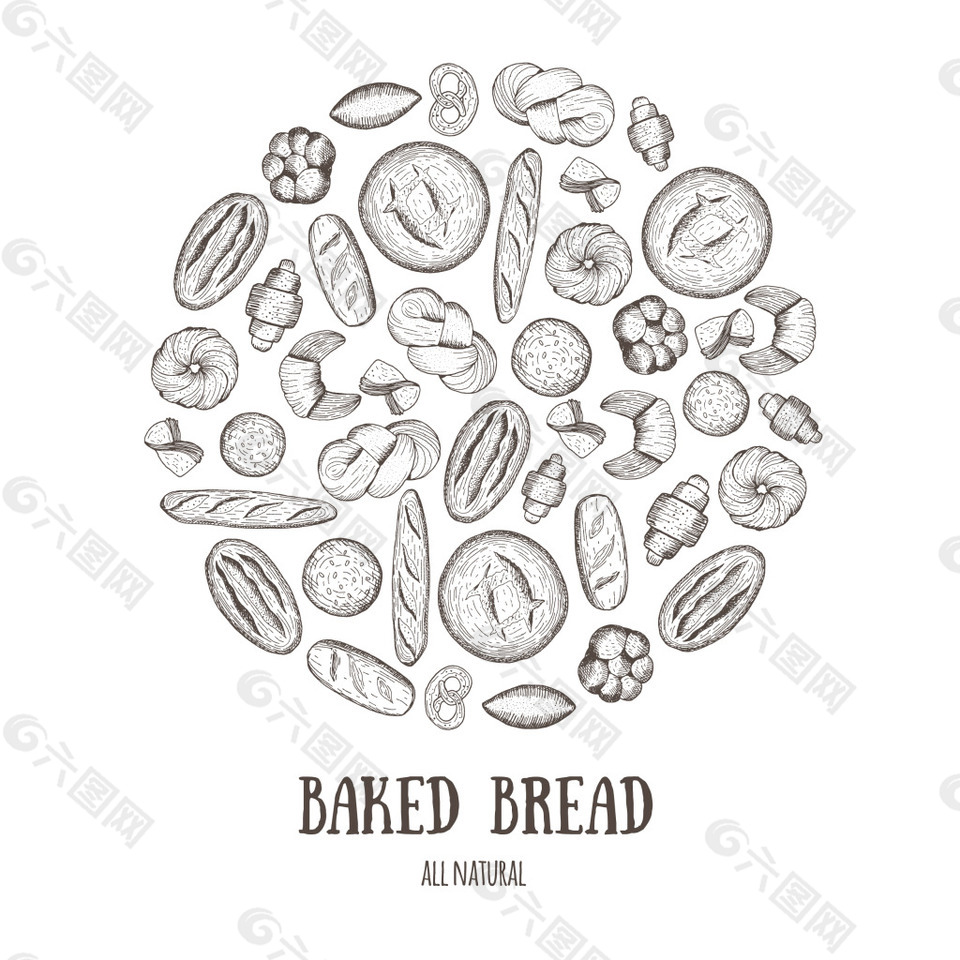 手绘烘焙面包背景